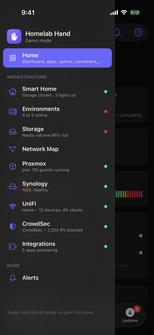The side menu