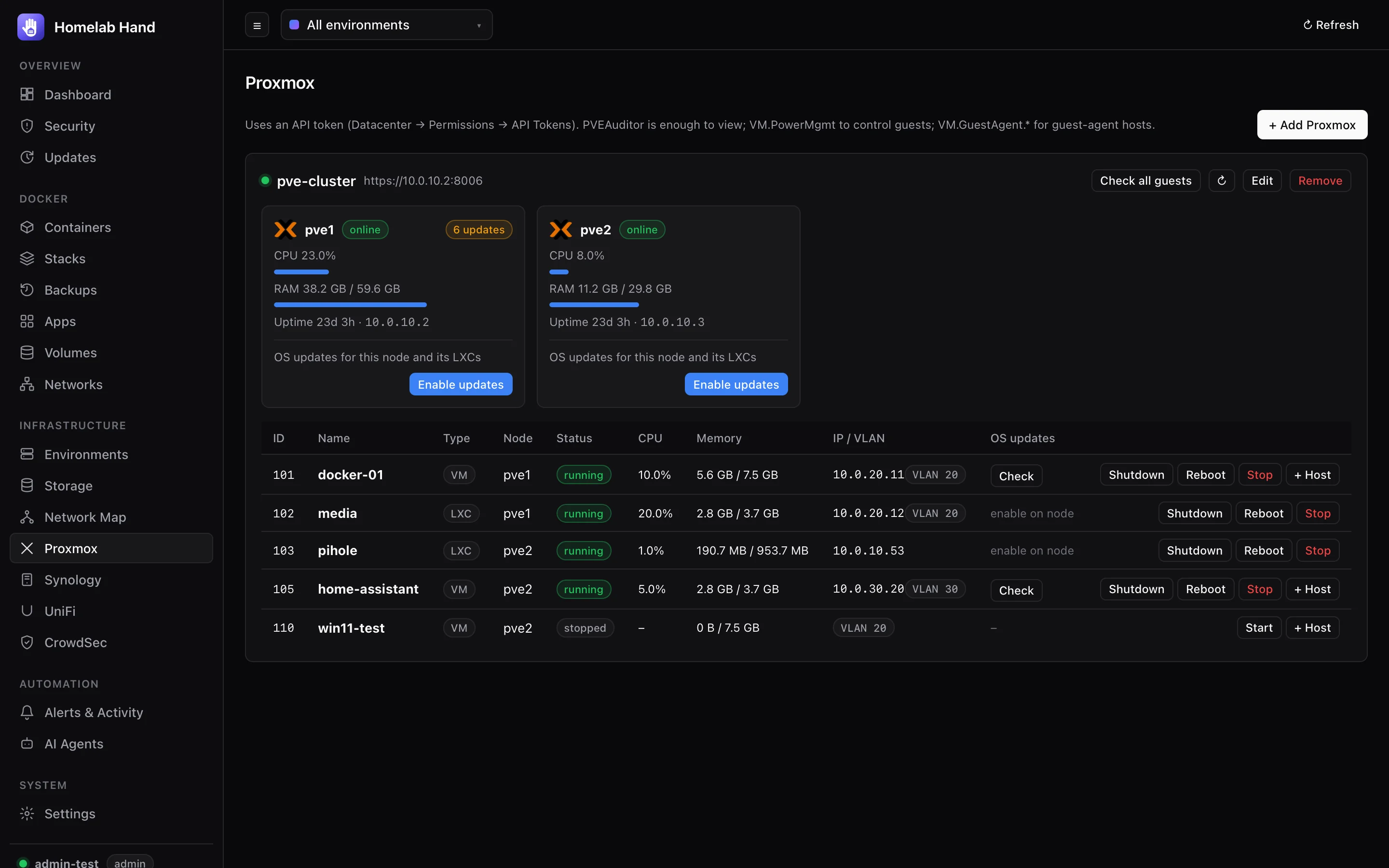 Proxmox page